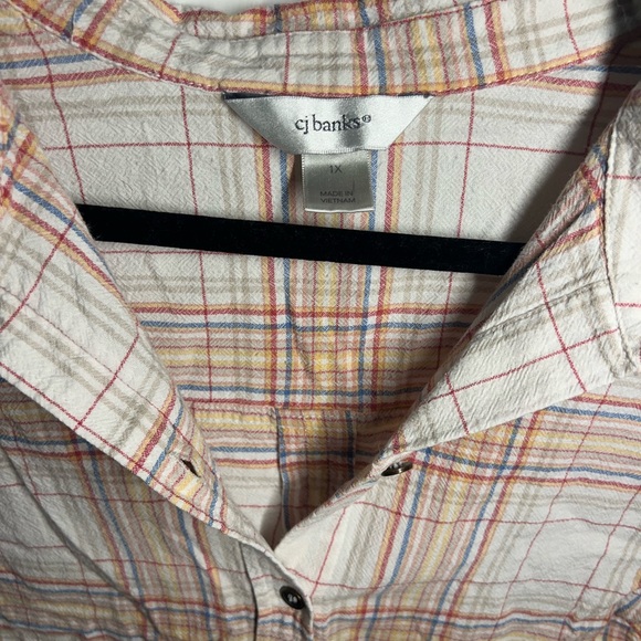 Cj Banks Women’s Plaid Button Down Top - Picture 5 of 6